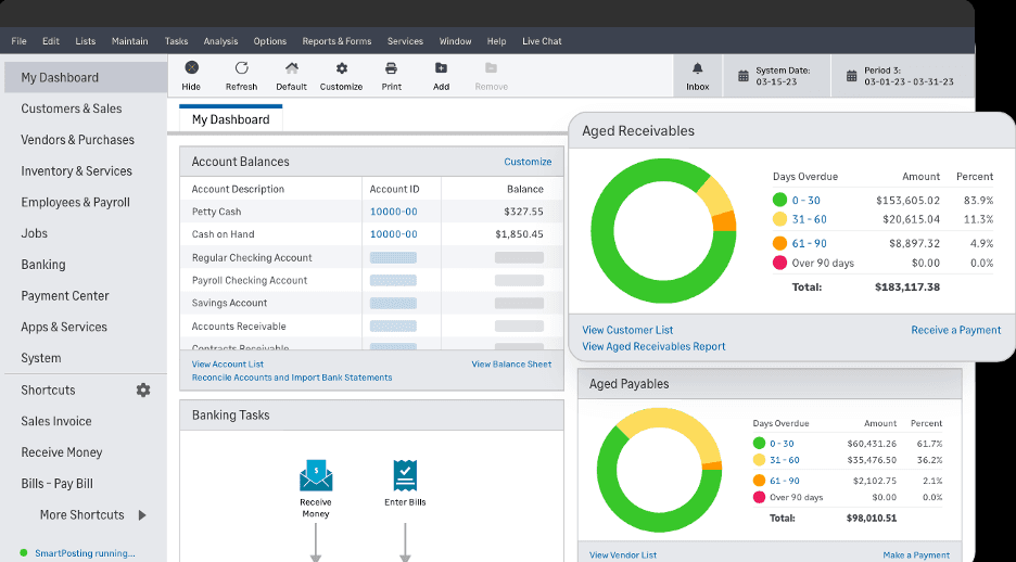 Sage 50 dashboard