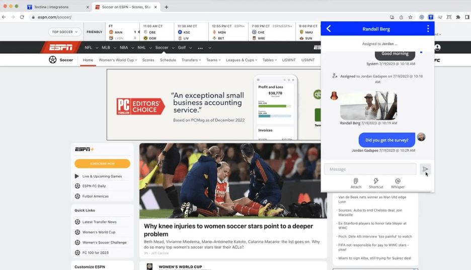 Textline chat features