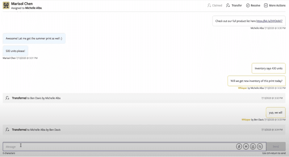 Textline conversations