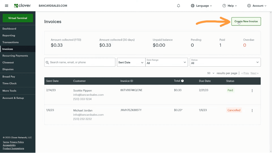 Clover invoicing
