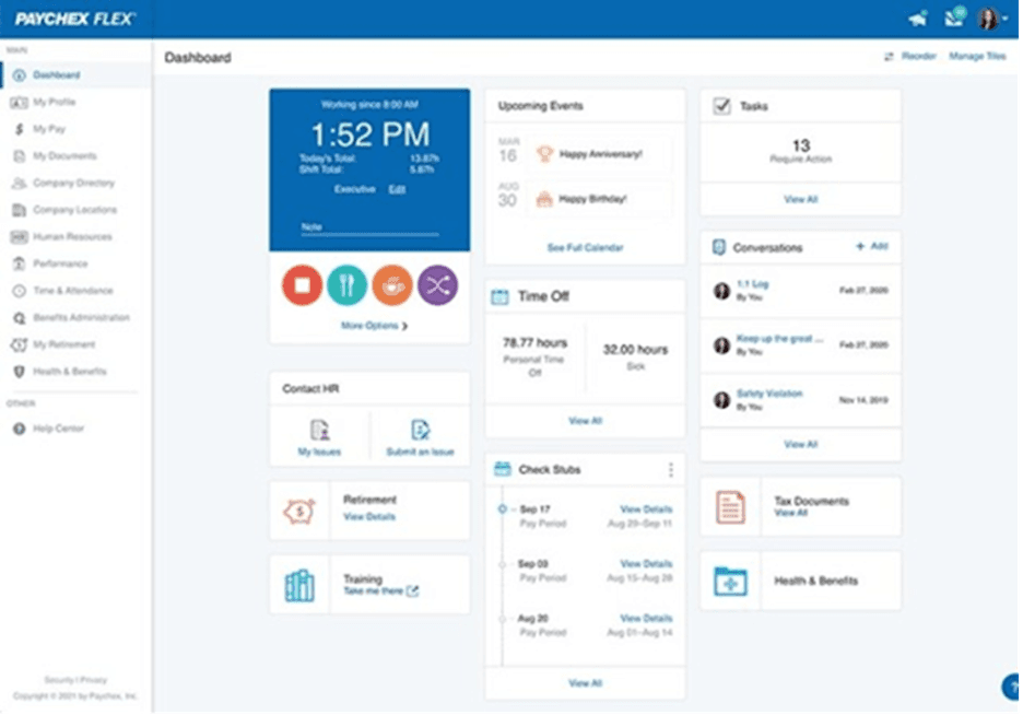 Paychex user-friendly dashboard