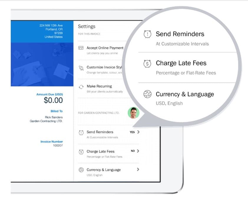 Freshbooks sends reminders