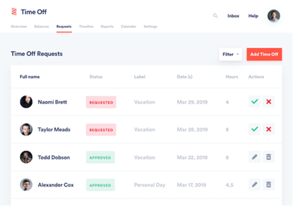 Zenefits time-off requests
