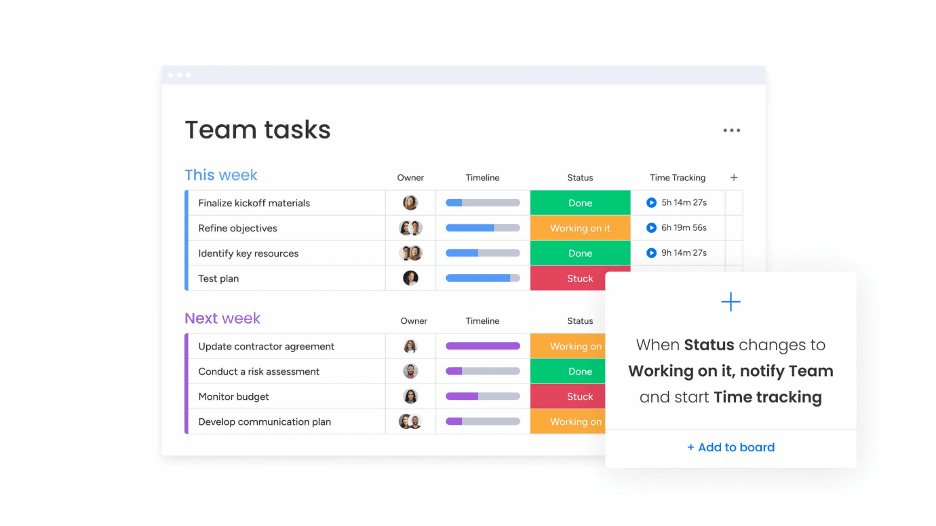 monday upcoming tasks