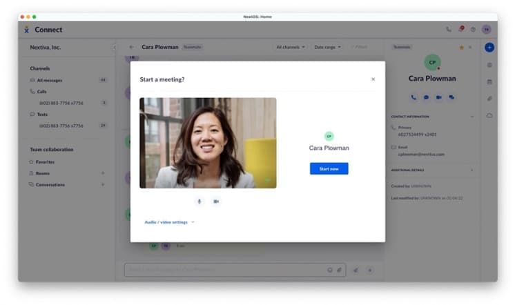 Nextiva video interface
