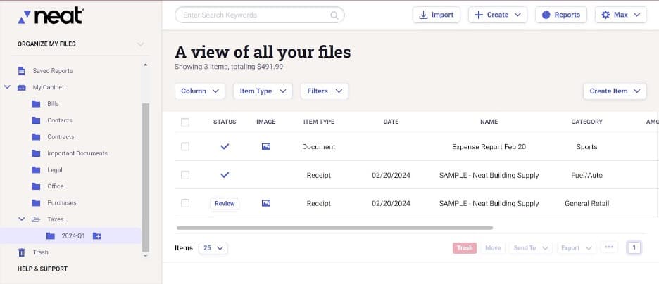 Neat file folders