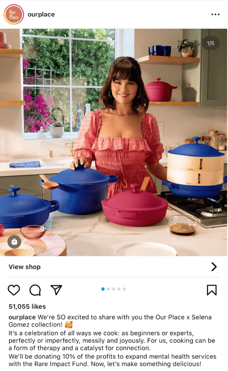 Selena Gomez Ourplace endorsement