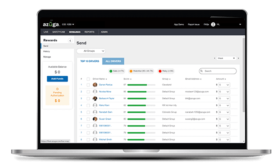 Azuga driver monitoring