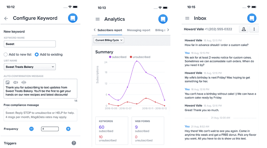 SimpleTexting mobile app