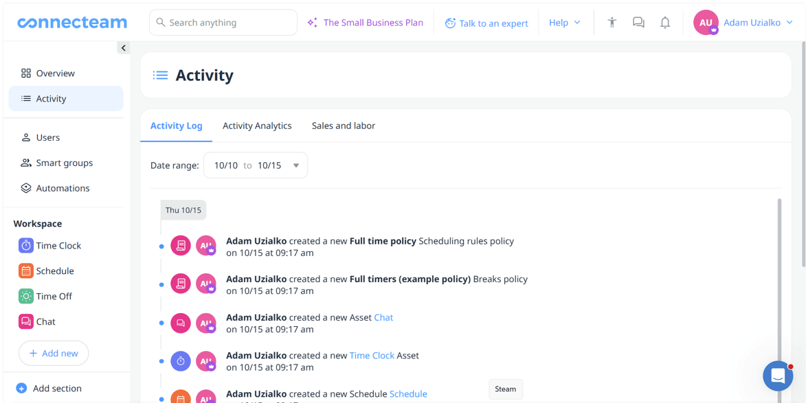 connecteam activity