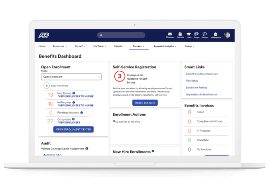 ADP benefits dashboard