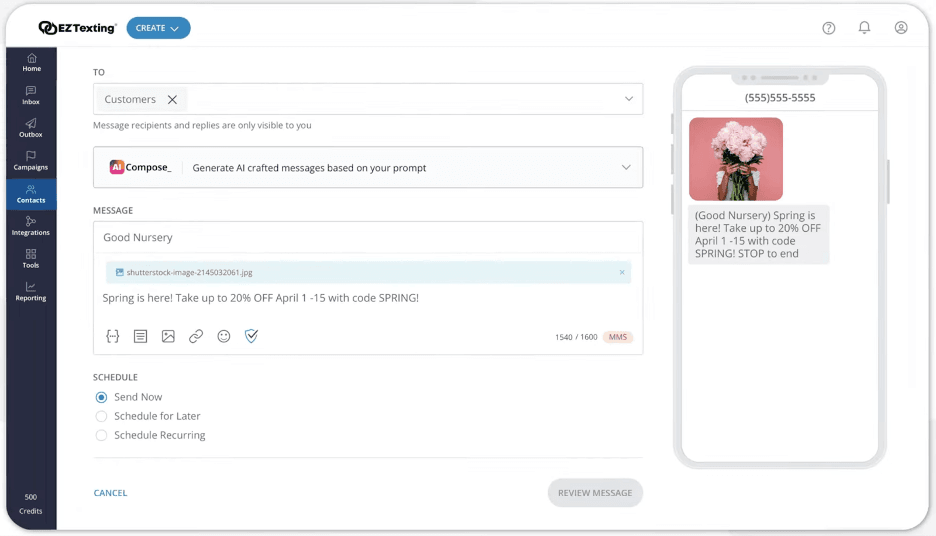 EZ Texting message