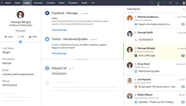 Zoho CRM dashboard