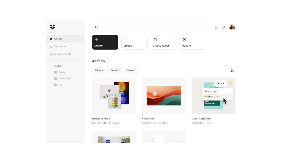 Dropbox select documents