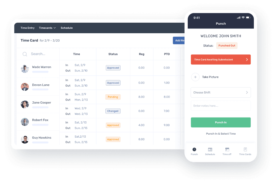 Buddy Punch time card data