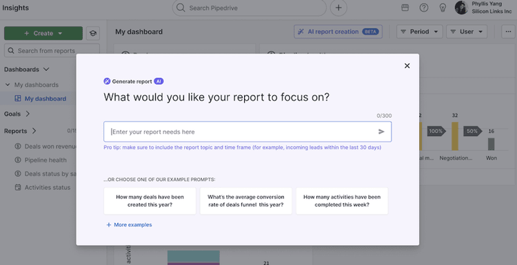 Pipedrive insight reporting