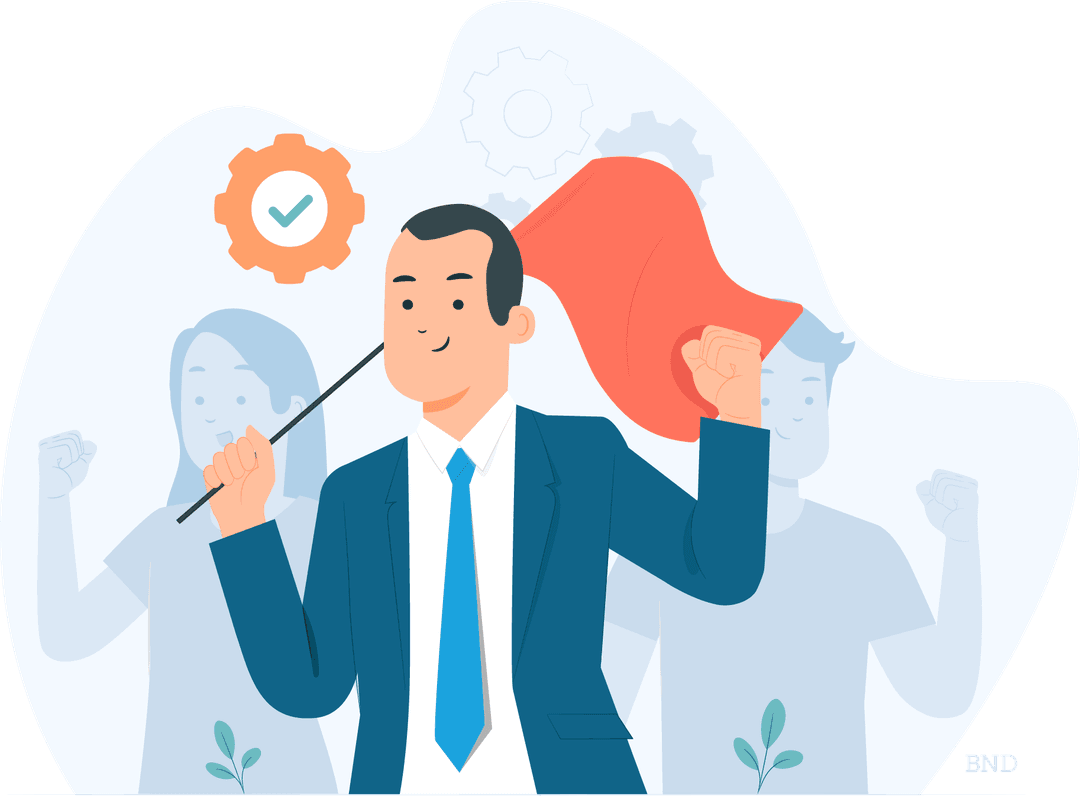 graphic of a businessman holding a flag