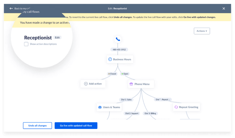 Nextiva menu greetings
