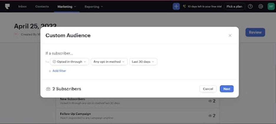 Setting up a custom audience in Podium
