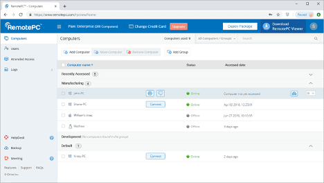 RemotePC browser access