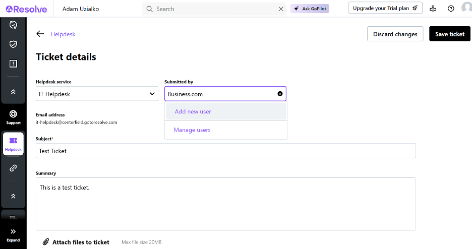 LogMeIn Resolve ticket