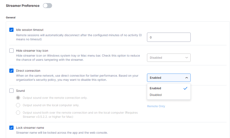 Splashtop security settings