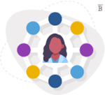 graphic of a person with different colored circles surrounding them