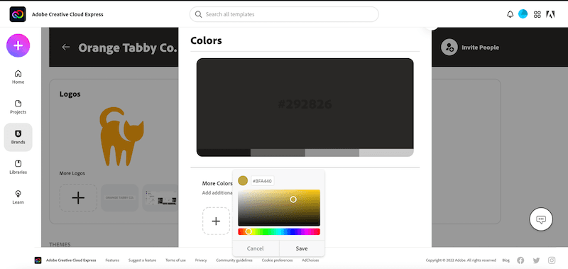 Creative Cloud Express colors