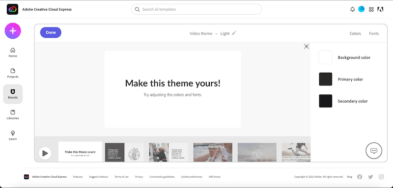 Creative Cloud Express themes