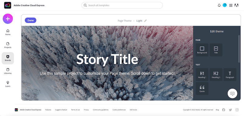 Adobe Creative Express Story Title
