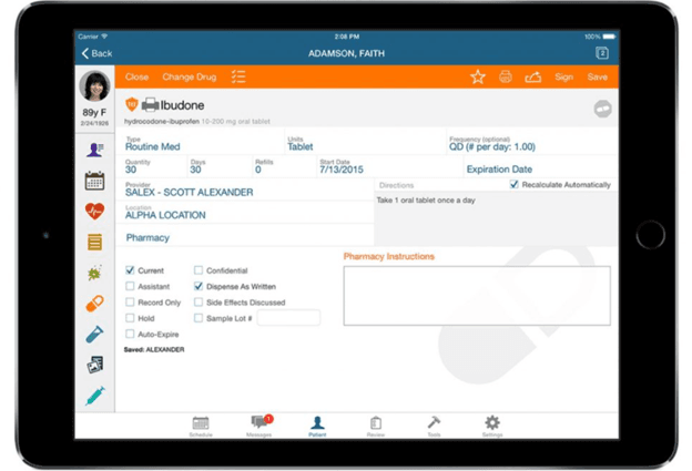 AdvancedMD e-prescribing interface