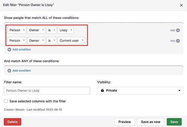 PipeDrive conditions