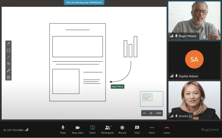 RingCentral video whiteboards
