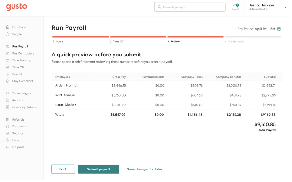 Gusto running payroll