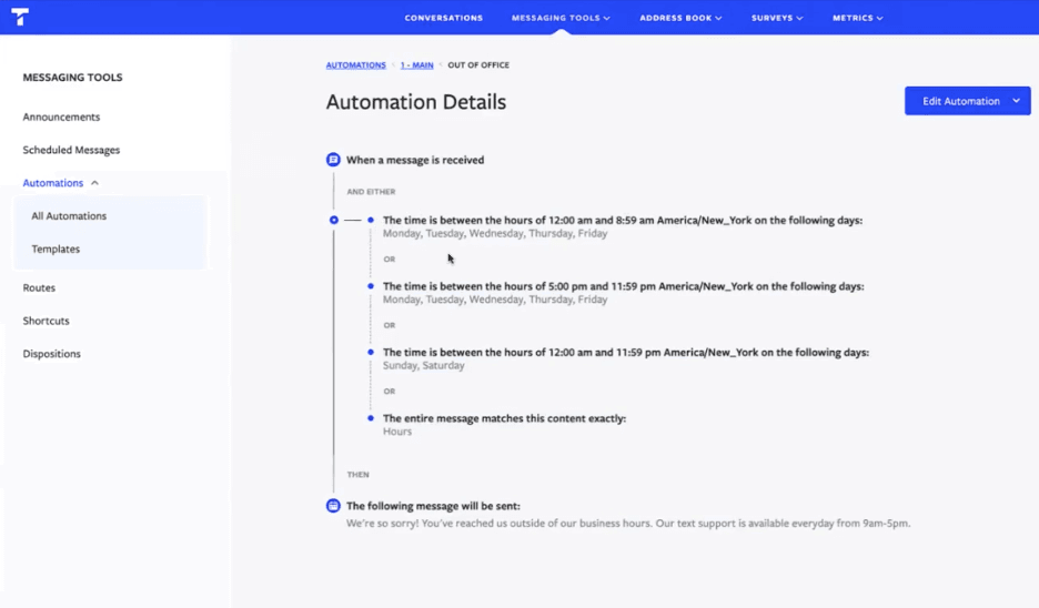 Textline automations