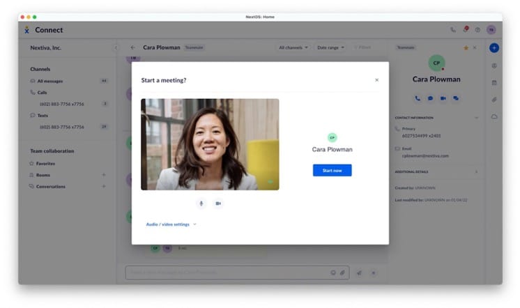 Nextiva video interface