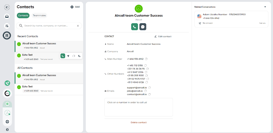 Aircall interface