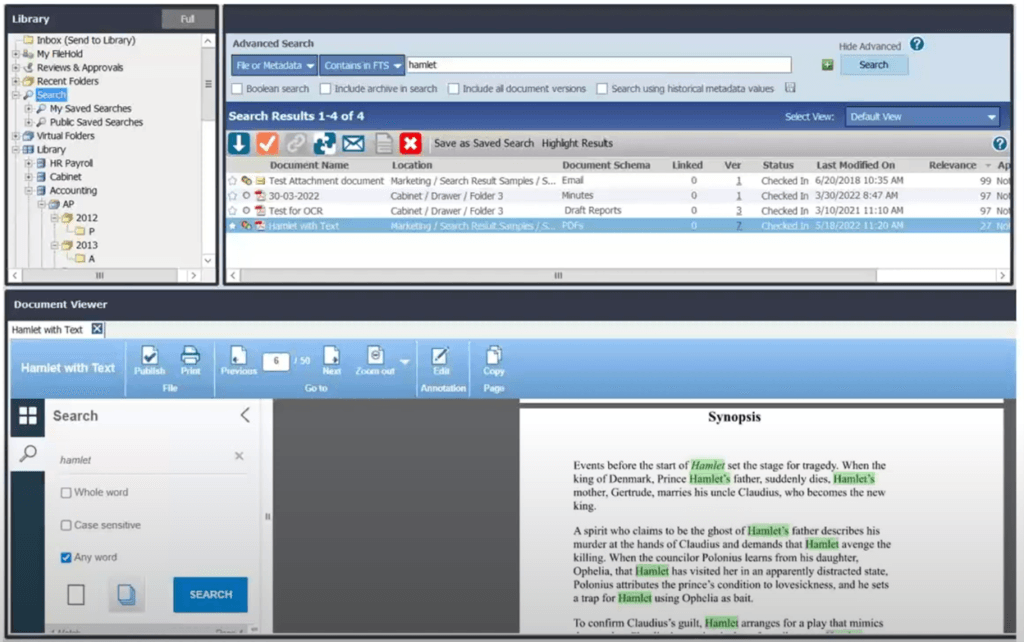 FileHold Express OCR functionality
