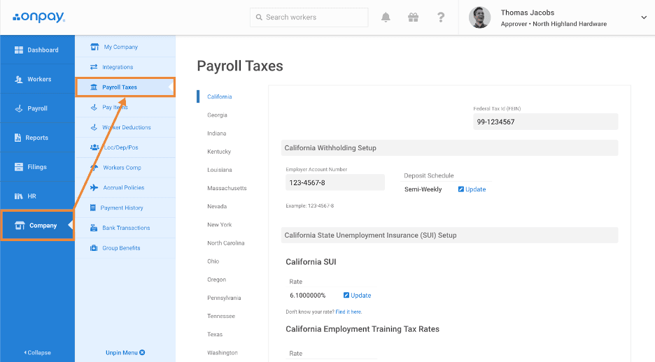Updating tax information with OnPay