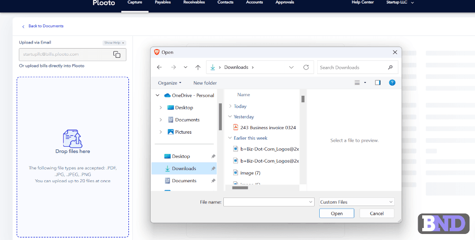 Plooto uploading documents