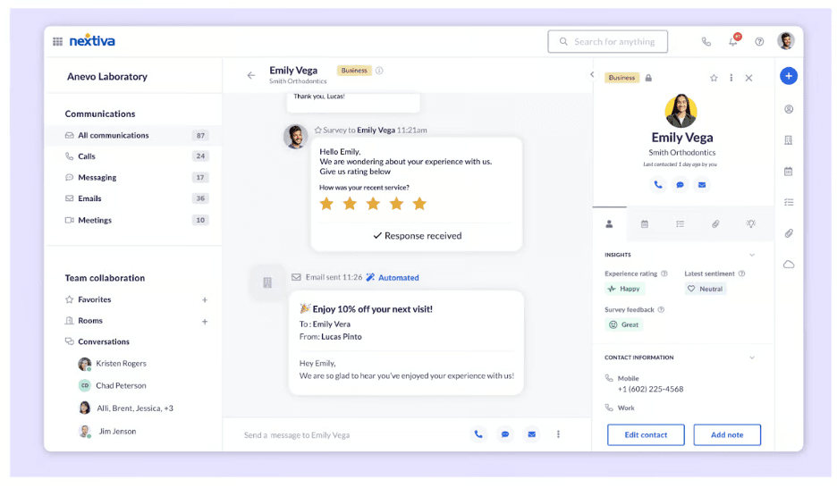 Nextiva dashboard