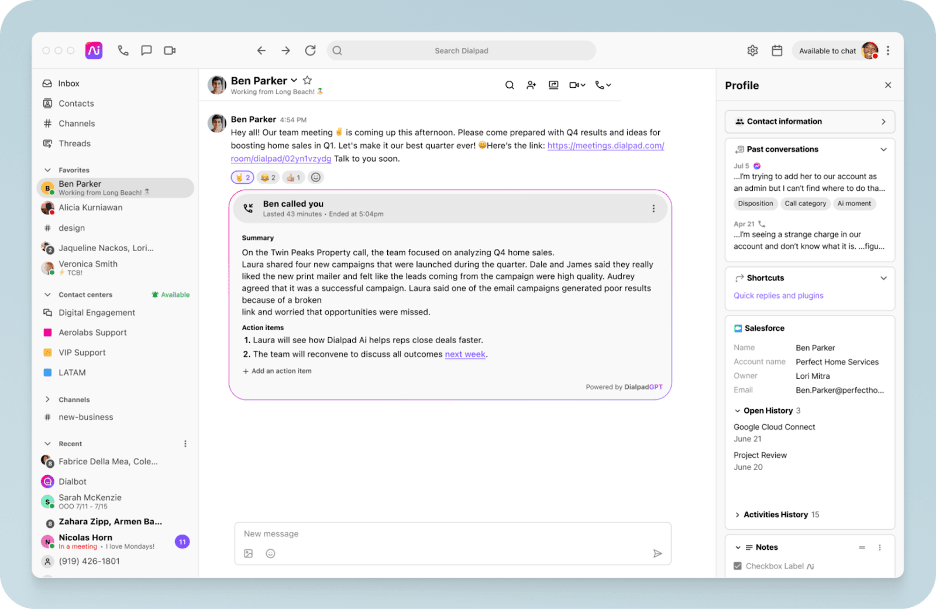 Dialpad conversations