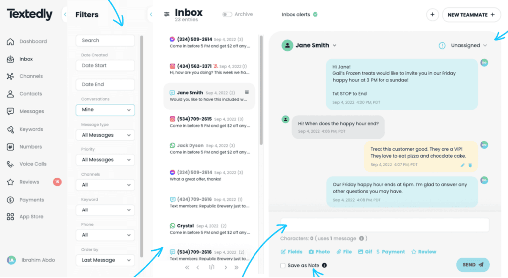 Textedly conversations