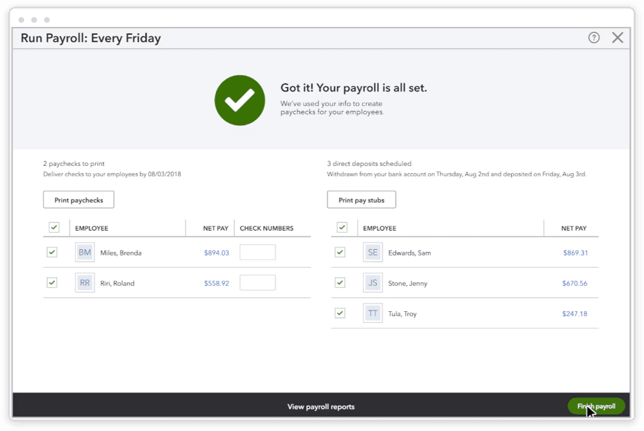 QuickBooks payroll automations