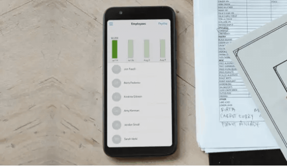 QuickBooks displayed on a mobile device