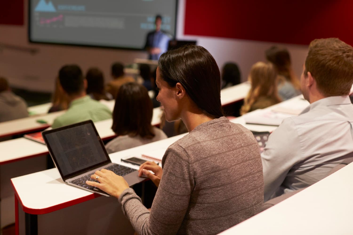 College student using a laptop