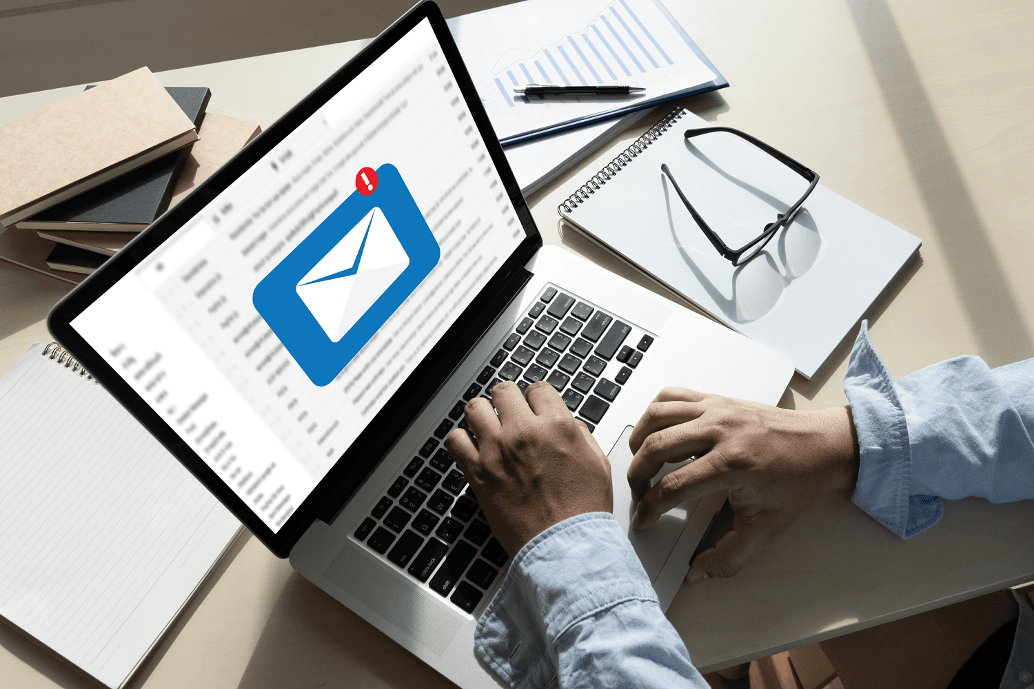 person checking email on computer