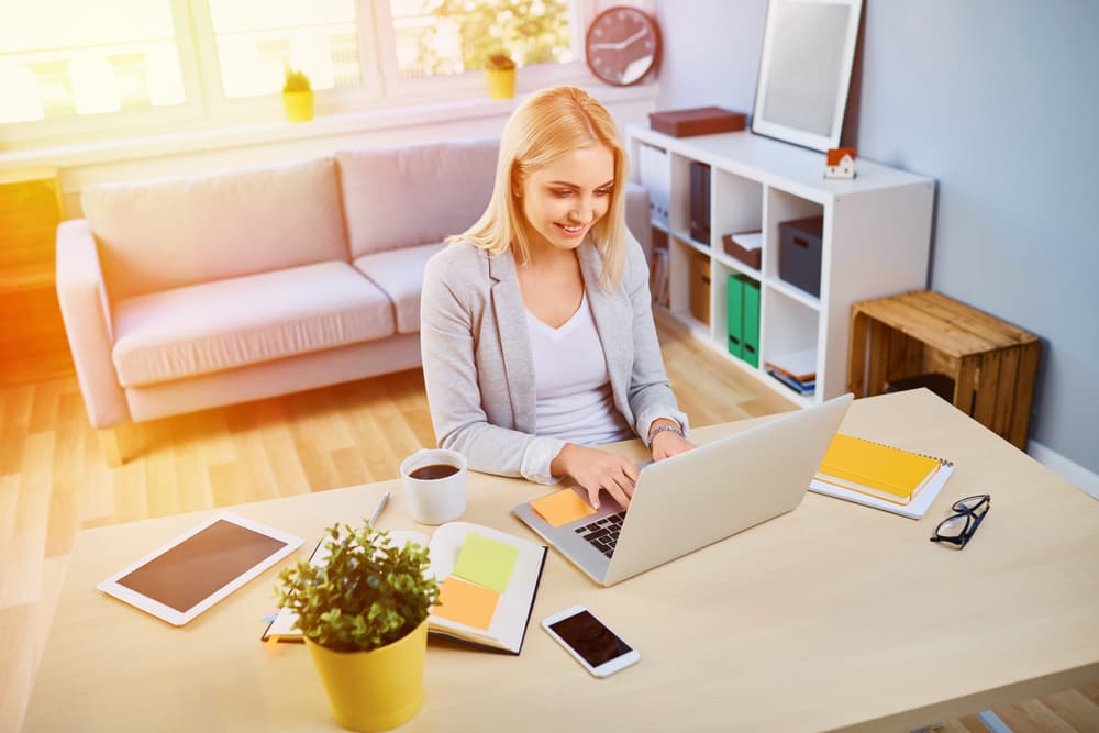 woman working at home
