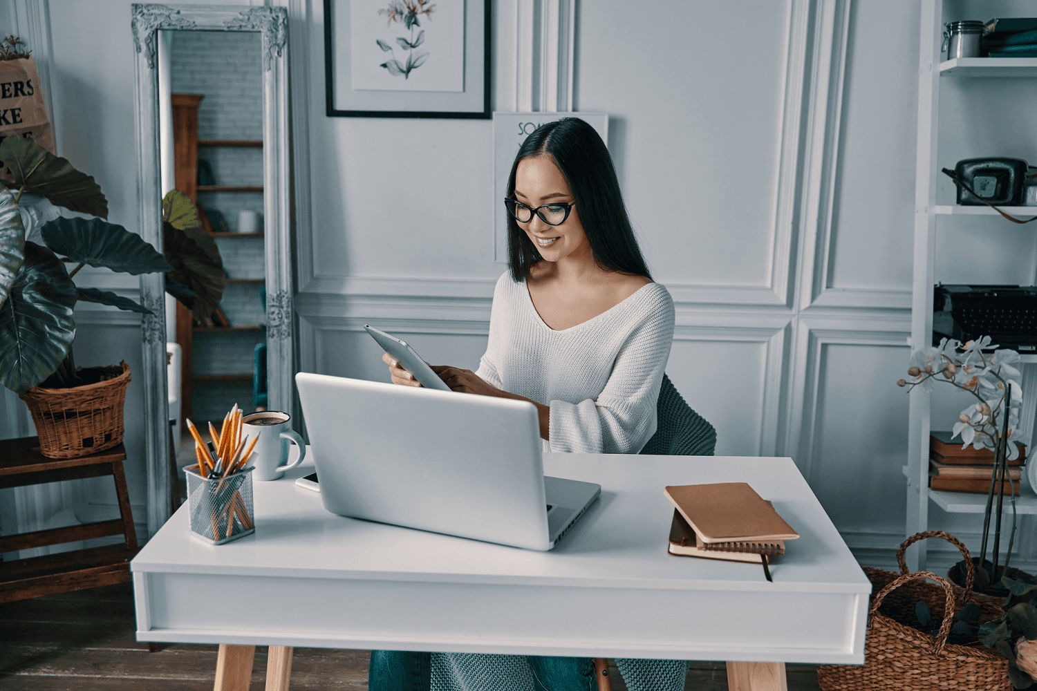 woman working from home