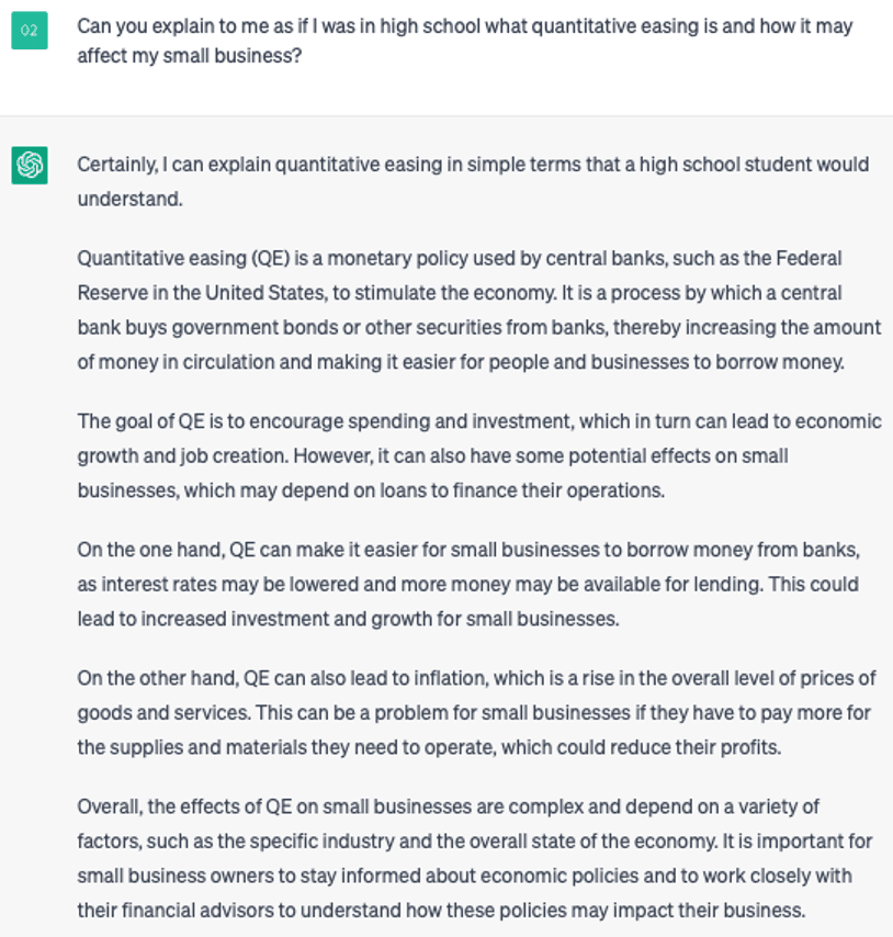 ChatGPT quantitative easing